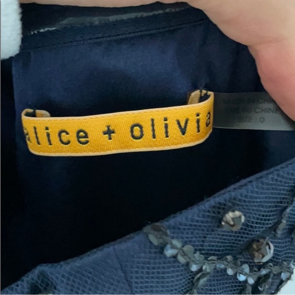 Alice + Olivia Navy Strapless Embellished Fairy Strapless Dress - Picture 7 of 8